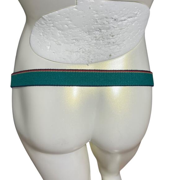 Vintage Blue Striped Belt with Leather Accents - 37-40 Inch Waist - Picture 2 of 15